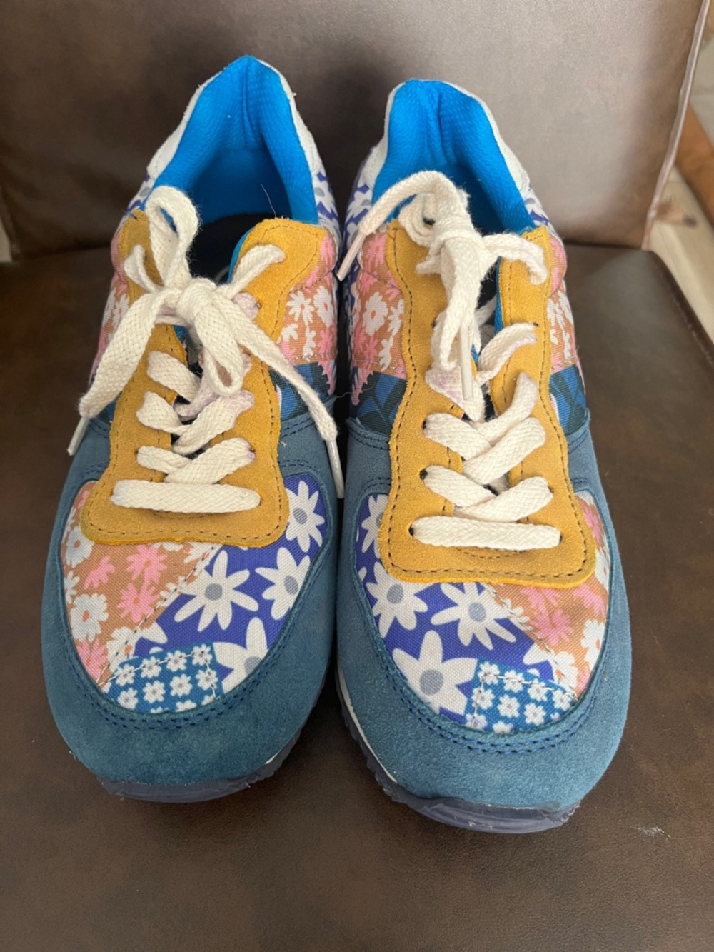 Inkkas Hendrix floral patchwork jogger Sneakers blue suede accents yellow - Picture 2 of 7
